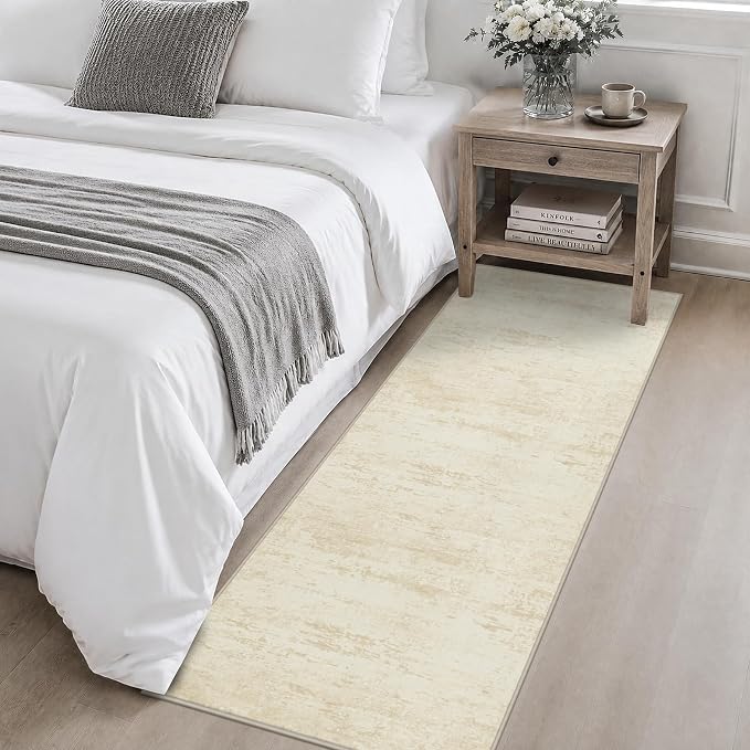 2x6 Washable Runner Rug：Modern Abstract Kitchen Soft Carpet Beige | - Image 4