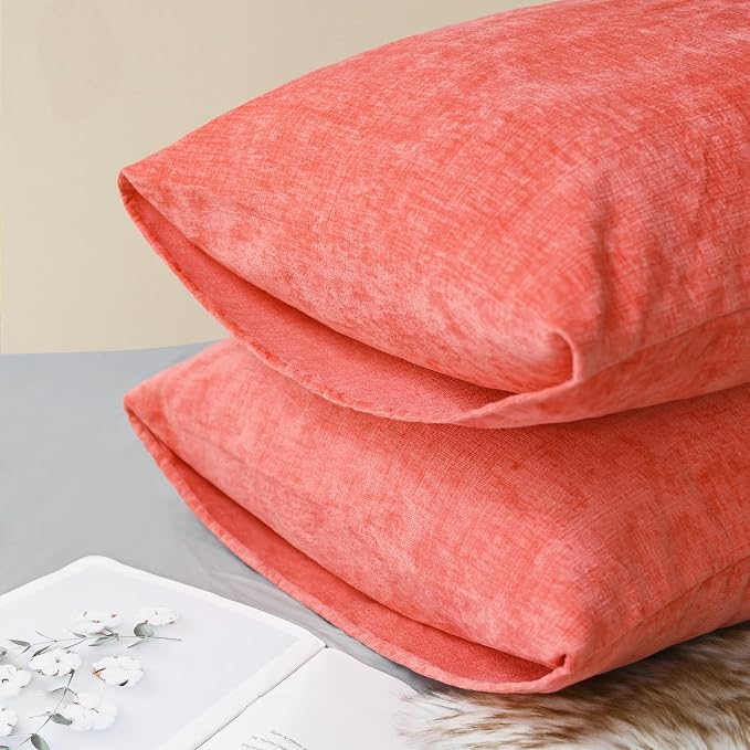CaliTime Decorative Throw Pillow Covers 26 X 20 Inches Living Coral | Pack of 2 - Image 4