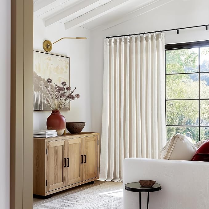 Natural Extra Wide Pinch Pleat Linen Curtains 70x108 Inches Long | 70 Inch Wide - Image 8