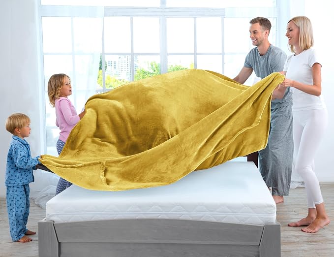 Utopia Bedding Ultra Soft Fleece Bed Blanket Twin Size Gold | Microfiber Plush - Image 3
