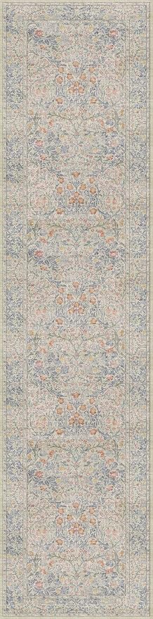 Vintage Beige Blue 3x12 Runner Rug - Image 3