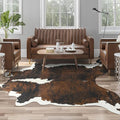 Faux Cowhide Rug, Animal Cow Hide Rug, 7 x 6.2 Ft Black and Brown | Premium by AROGANAREARUG