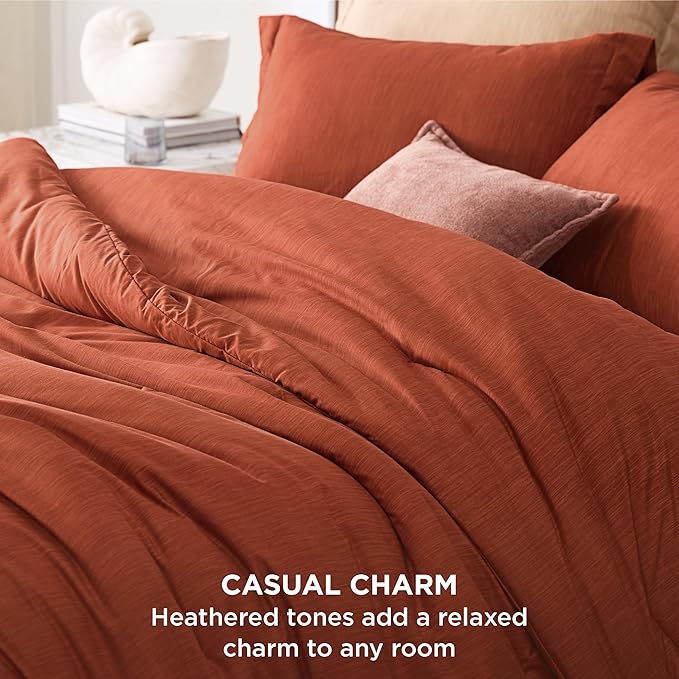 Bedsure Full Comforter Set - Burnt Orange Soft Bedding for All Seasons, Cationic Dyed Bed Set, 3 Pieces, 1 Full Size Comforter (82"x86") and 2 Pillow Shams (20"x26"+2")