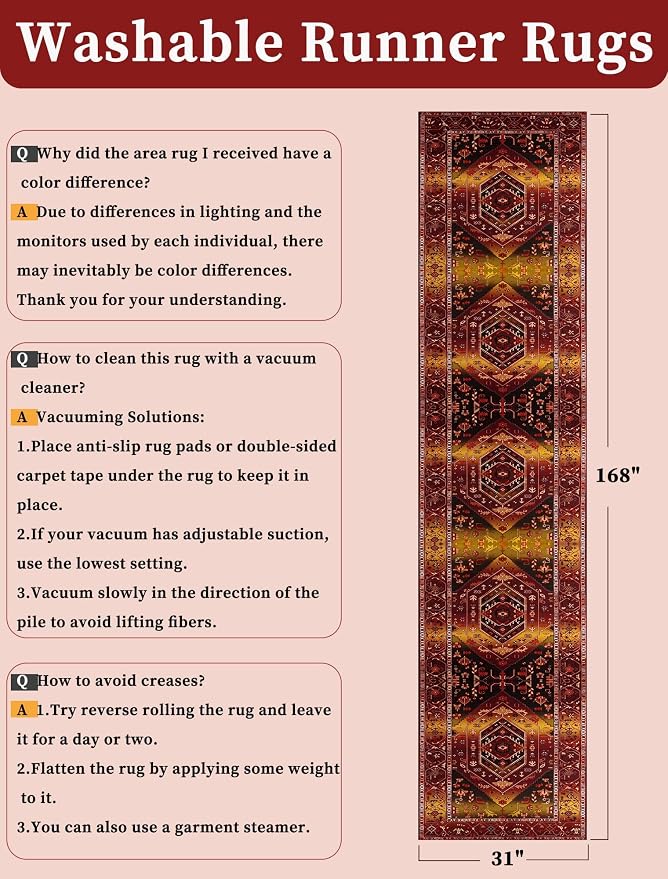 SERISSA 2'6"x14' Washable Non Slip Boho Runner Rug - Image 6