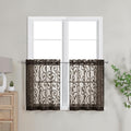 Furman Sheer Curtains Chocolate 24 Inch Length 2 Panels Set, Elegant Geometric by OWENIE