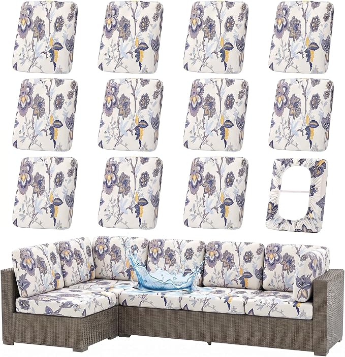 Waterproof Outdoor Cushion Covers, Stretch Patio Slipcovers | UV Resistant by hyha