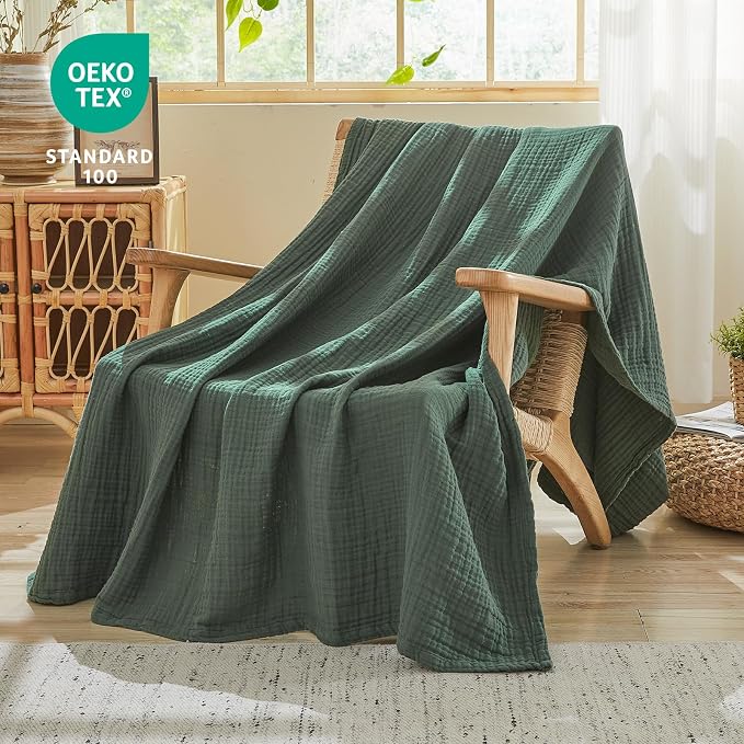 EMME Muslin Blankets for Adults Throw Blanket for Couch Breathable Gauze Soft - Image 2