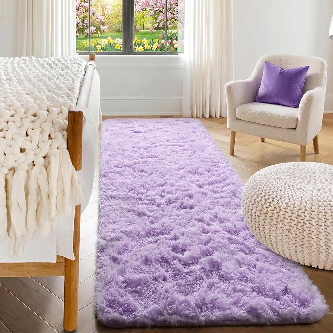 Light Purple Runner Rugs for Girls Bedroom Living Room, Fluffy 2x6 Area Rug | by ONASAR