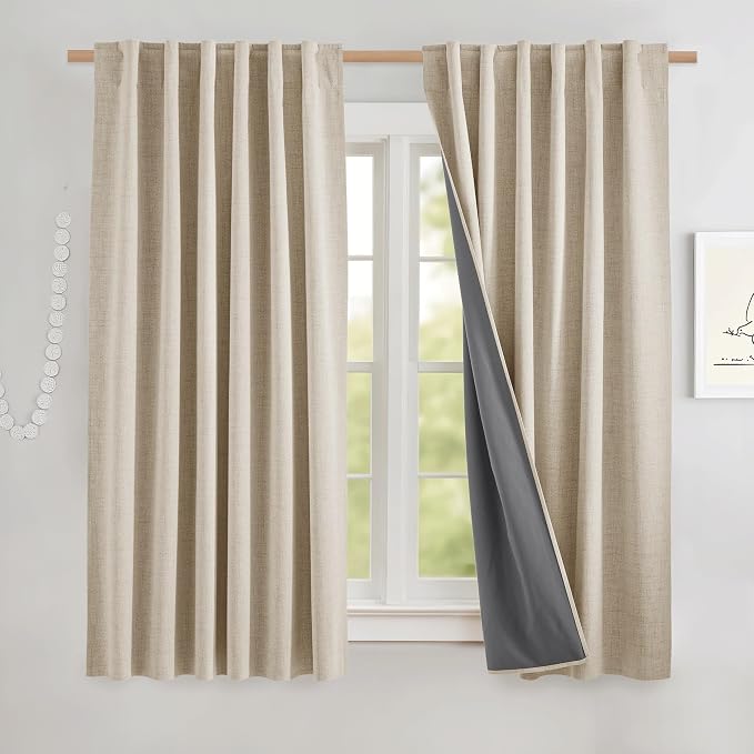 NICETOWN 100% Black Out Curtains 48 inch Long, Thermal Insulated & Noise by NICETOWN
