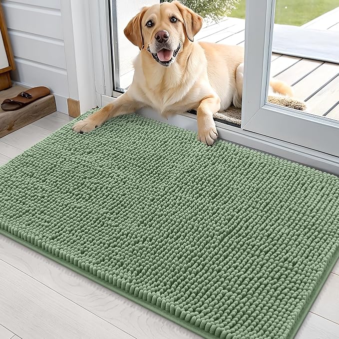 OLANLY Dog Door Mat for Muddy Paws 35x24, Super Absorbent Chenille Mud Mat | by OLANLY