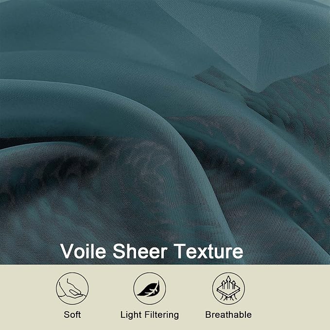 Dusty Blue Sheer Curtains 84 Inches Long 2 Panels, Soft Airy Light Filtering - Image 7