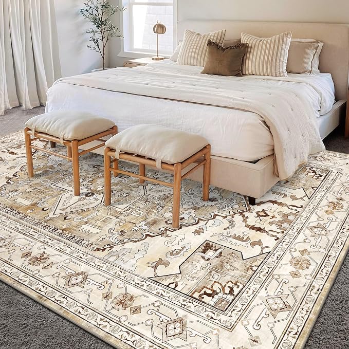 Yamaziot Area Rug 5x7, Non-Slip Washable Boho Vintage Living Room Bedroom Rug - Image 7