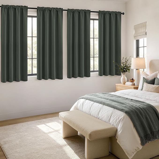 MIULEE Dark Mallard Blackout Curtains 4 Panels Set 72 Inch Length Bedroom | - Image 4