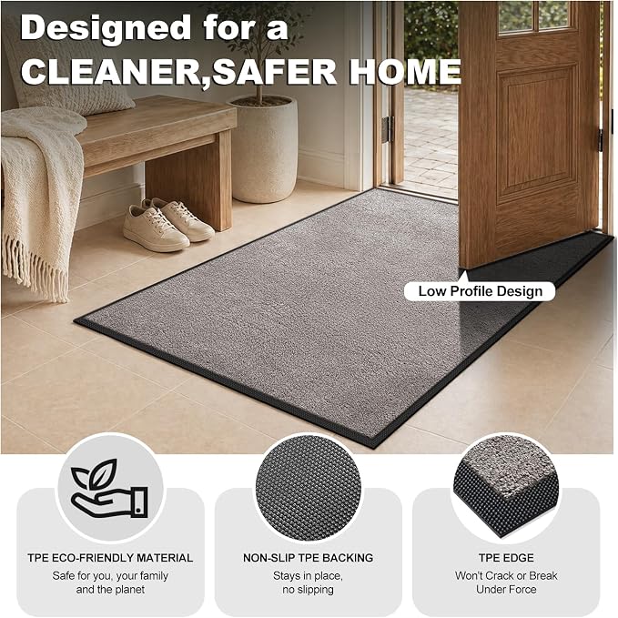 Super Absorbent Front Door Mat, Non-Slip Washable Indoor Doormats, Low Profile - Image 5