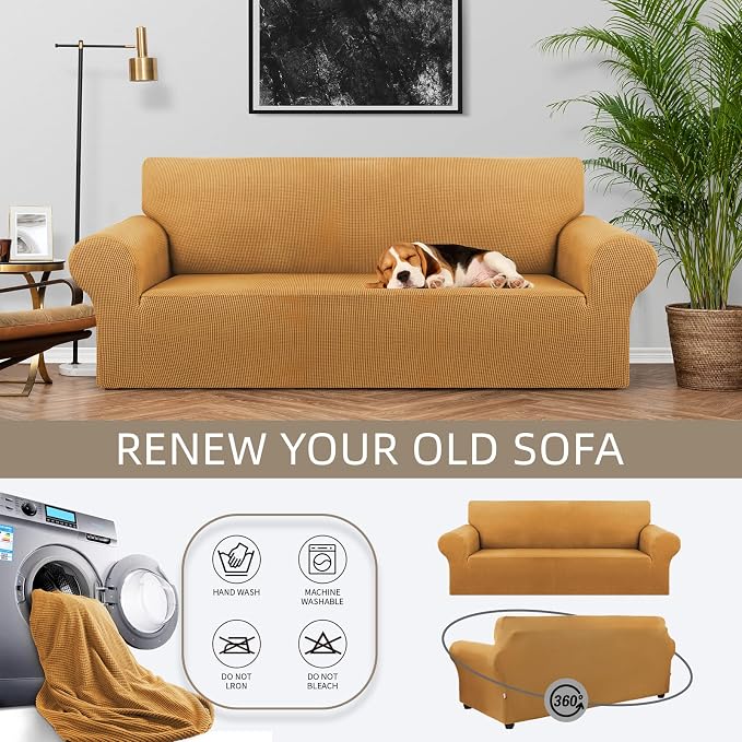 Stretch Couch Covers for Sofa, 3 Cushion Couch Slipcover, Elastic Bottom for - Image 3