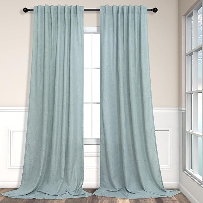 Aqua Curtains 108 Inches Long for Kids Room 2 Panels Set Back Tab Pocket Drapes by Pitalk