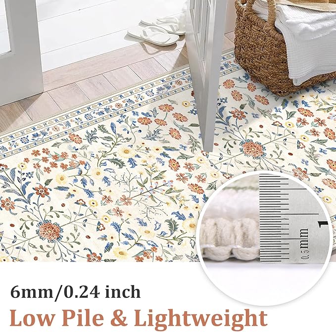 Yamaziot 2x8 Washable Hallway Runner Rug Non Slip Carpet, Colorful Beige | Soft - Image 4