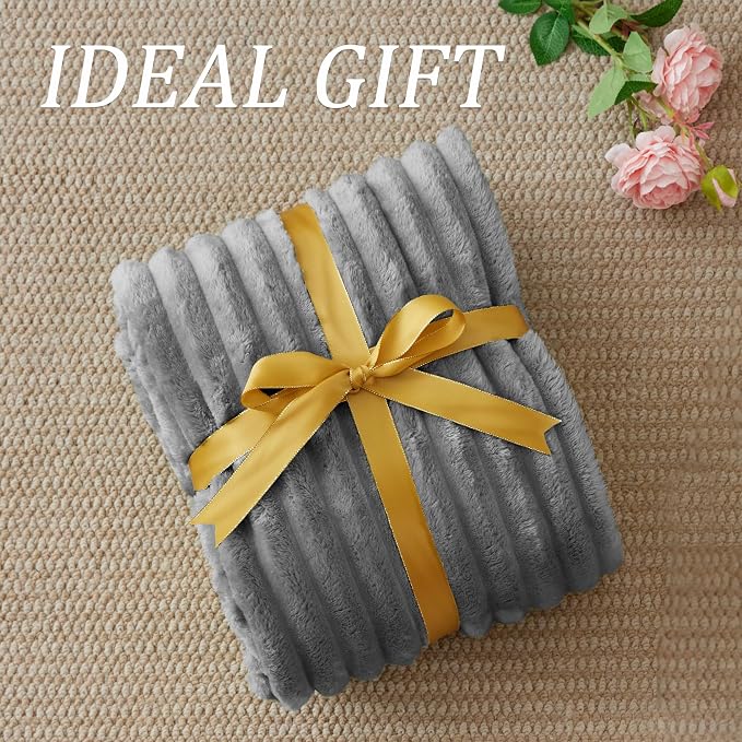 BEDELITE Striped Fleece Throw Blanket, Soft Cozy, Lightweight Warm, Machine - Image 2