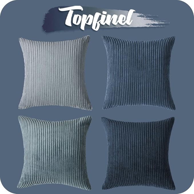 Topfinel Decorative Throw Pillow Covers Dusty Blue Navy Series 16x16 Inch Set - Image 7