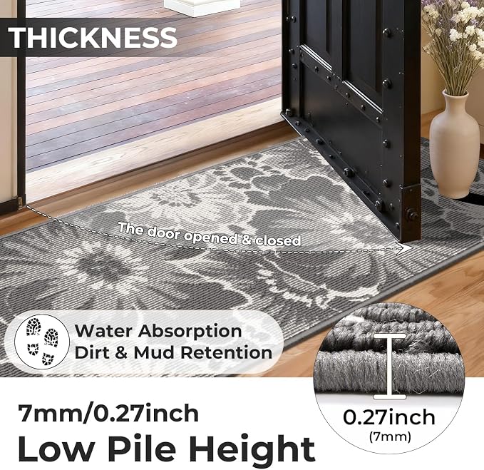 Findosom Washable Runner Rug 2x3, Non Slip High-Low Textured Floral Small - Image 4