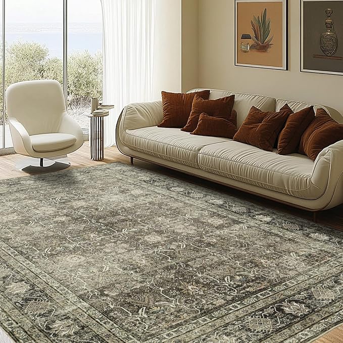 8x10 Retro Washable Area Rugs for Living Room, Dining Room, Nursery | Ultra - Image 6