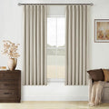 Oatmeal Beige 100% Blackout Pinch Pleated Linen 63 Inch Curtains by Twodrapes