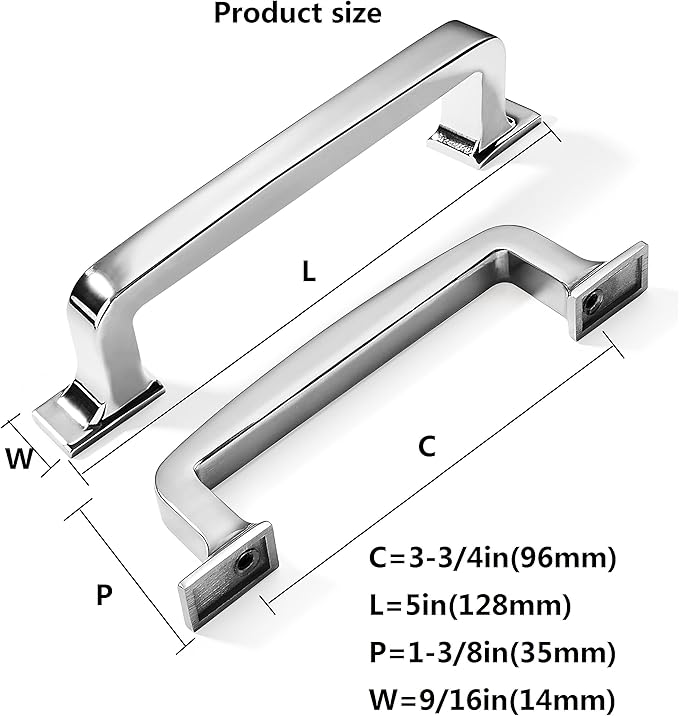 Khtumeware 6 Pack 3-3/4 Inch Cabinet Handles - Polished Chrome Pulls for Drawers, Cupboards, Kitchen Hardware