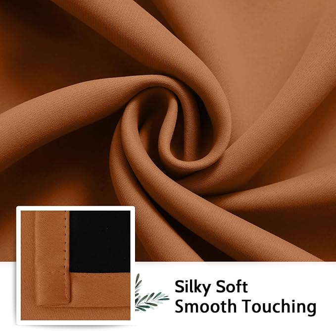 SimpleHome Orange 100% Blackout Curtains Room Darkening Living Room 84 Inch | - Image 7