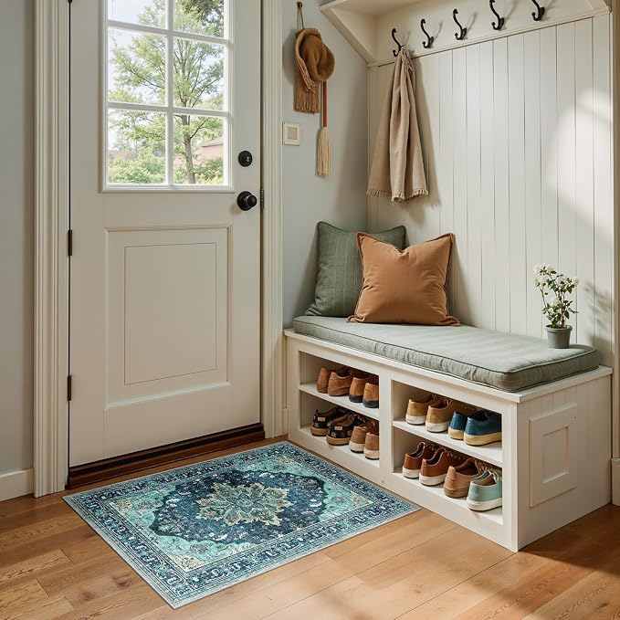 RELEANY Washable Area Rug, Small 2'x3', Teal | Non-Slip, Water Repellent - Image 4