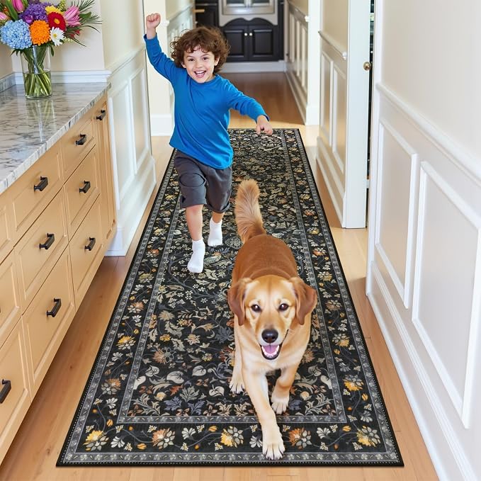 HEBE Hallway Runner Rug 2'x6', Washable Non Slip Kitchen Rug Runner | Soft Boho - Image 8