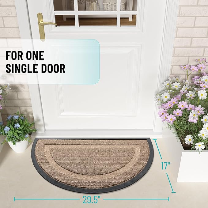 OLANLY Half Circle Front Door Mat Outside 29.5x17 All-Season Rubber Doormat | - Image 2