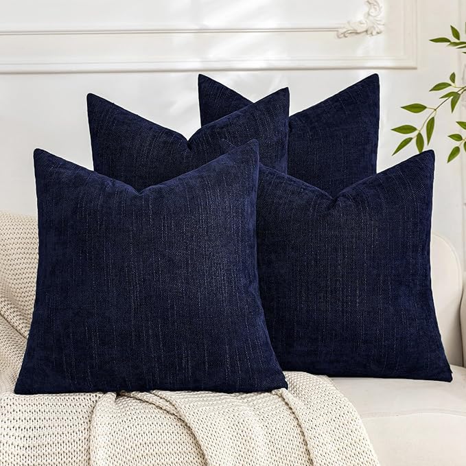 Set of 4 Soft Textured Decorative Throw Pillow Covers 20x20 Inch Cozy Farmhouse by Cozoomy