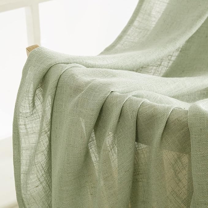 MIULEE Sage Green Linen Curtains 52x90 Inch Long - Image 6
