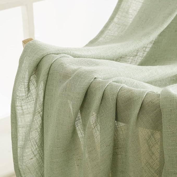MIULEE Sage Green Linen Curtains 52x108 Inches Long - Image 6