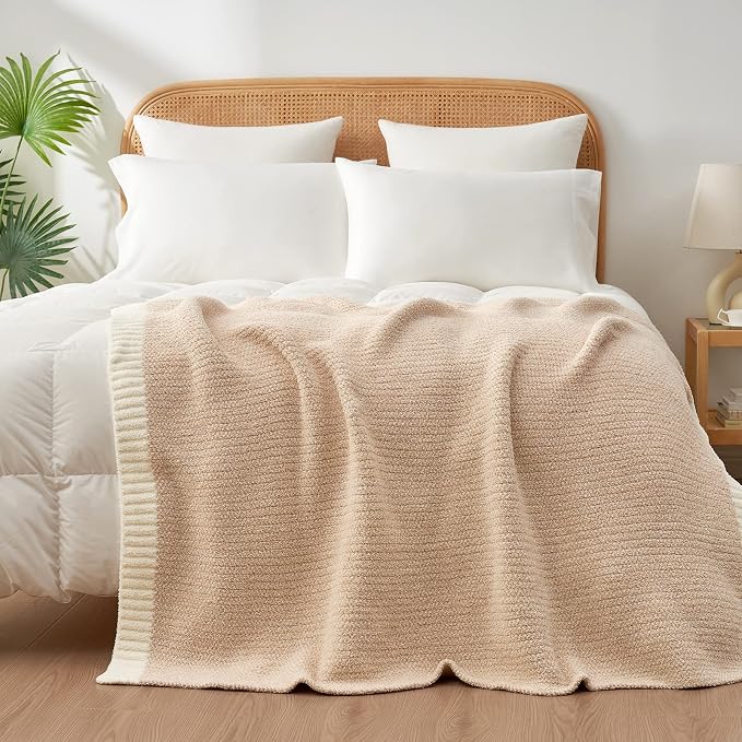 Snuggle Sac Super Soft & Reversible Heather Beige Throw - Image 7