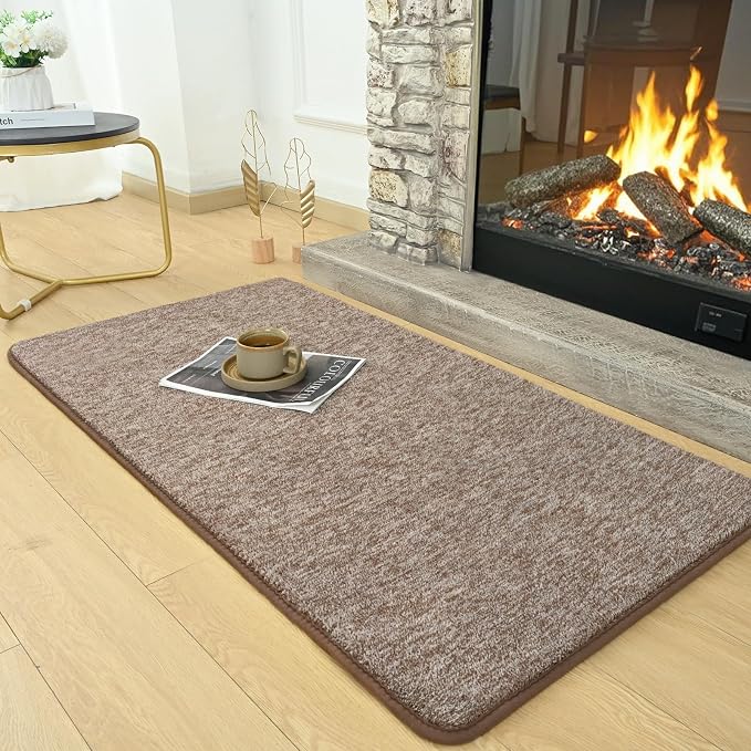 Small Area Rugs for Bedroom, 2×4 Non Slip Runner Rug, Matte Brown | Washable - Image 2