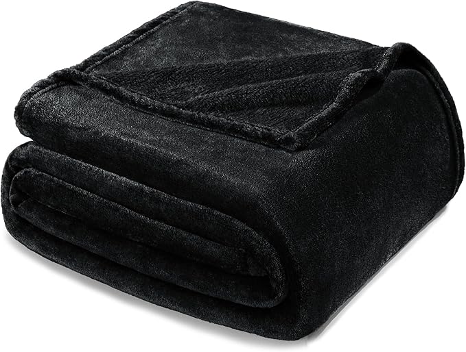 Exclusivo Mezcla Fleece Blanket Queen Size for Bed, Super Soft and Warm, All Season Use, Cozy, Plush, Lightweight, 90x90 Inches, Black