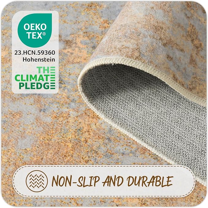 Beige Gold Washable Rug 5x7 Area Rugs - Image 5