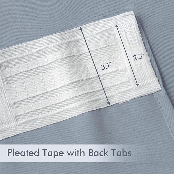 MIULEE Light Blue Back Tab Blackout Curtains 52x72 Inches Long 2 Panels Set | - Image 4