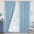 Stone Blue 100% Blackout Linen Living Room Curtains 84 Inch 2 Panels | Linen by LAMIT