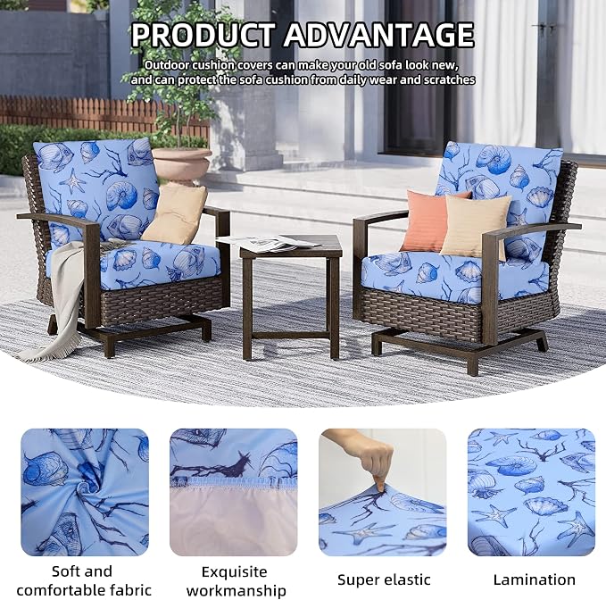 8PCS Patio Cushion Covers.Patio Furniture Couch SeatSlipcovers | Washable - Image 4