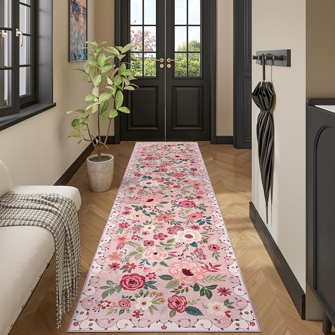 DUKINO 2.6x10 Runner Rug for Hallway, Washable Kitchen Rugs Non Slip, Low Pile - Image 5