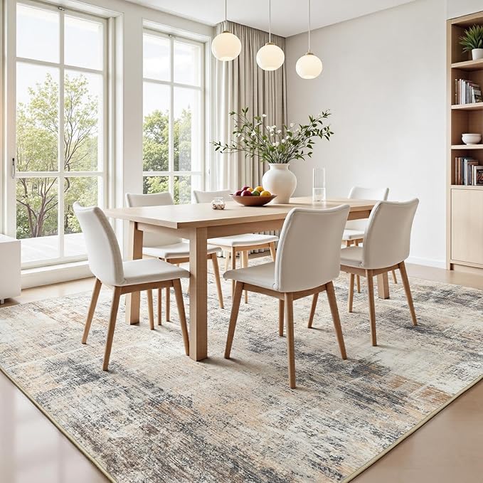 8x10 Area Rug for Living Room, Abstract Washable Non-Slip Large Rugs, Dining - Image 3