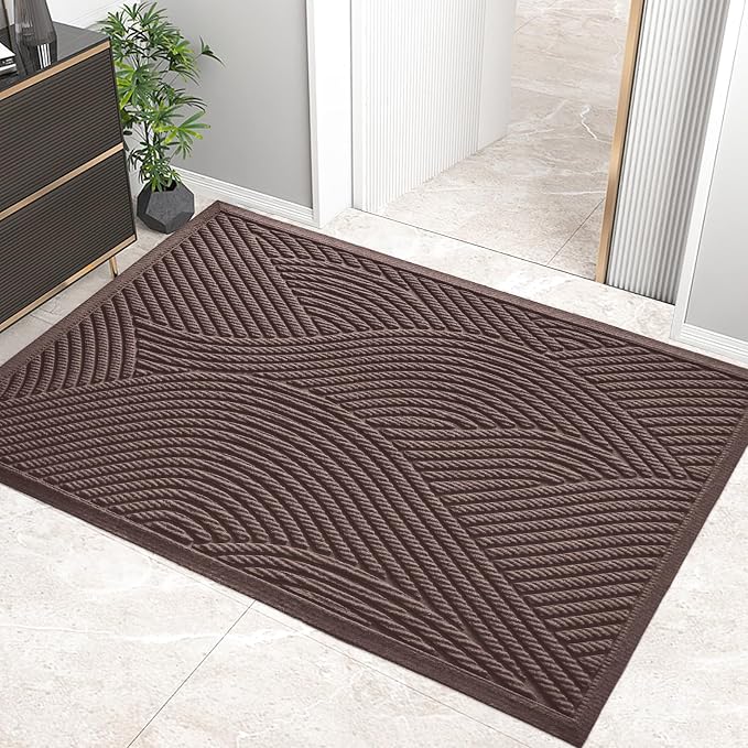 Sturdy Front Door Mat, Absorbent Muddy Dirt Resist Welcome Door Mats Outdoor by HIYARD