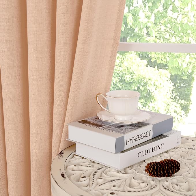 YoungsTex Peach Linen Curtains 84 Inch Length - Image 5