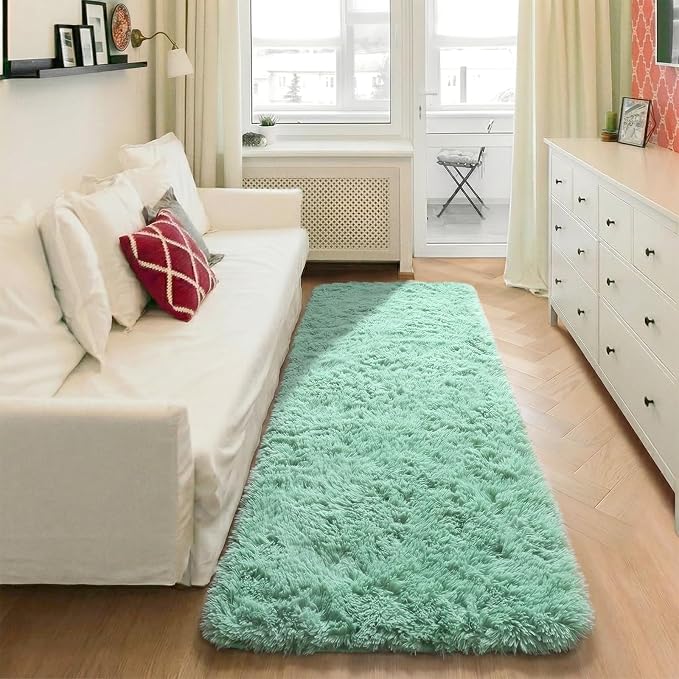 Sage Green Runner Rugs for Bedroom Living Room, Fluffy 2x6 Bedside Area Rug | - Image 5