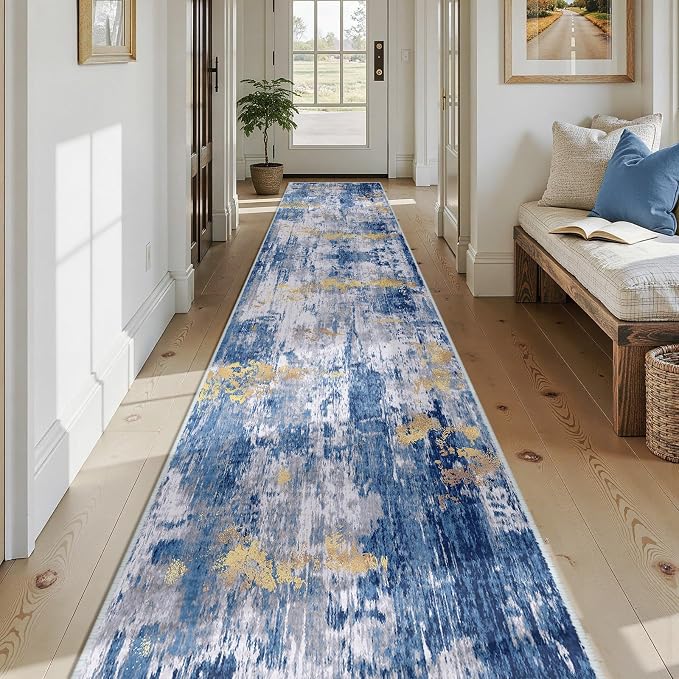 RELEANY Washable Runner 2'6"x14' Abstract Area Rug - Image 2