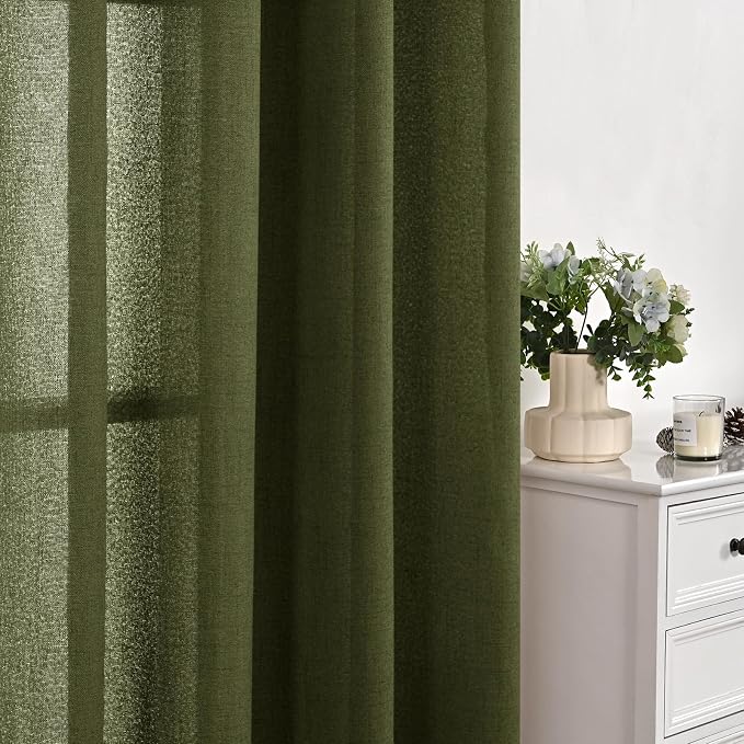YoungsTex Olive Linen Curtains 72 Inch Length 2 Panels - Image 7