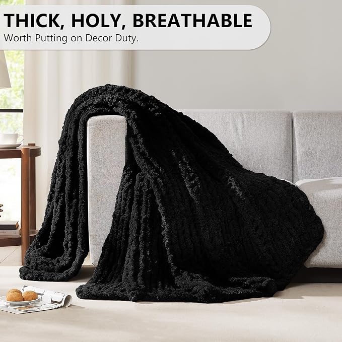 L'AGRATY Chunky Knit Throw Blanket - Image 5