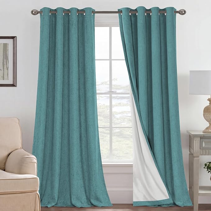 H.VERSAILTEX Blackout Curtains Linen Curtains 120 inches Long 100% Black Out by HVERSAILTEX